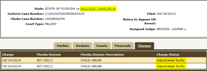 Charges against child rapist Charles Bullock in Collier County Florida where Charles Bullock is not even a registered sex offender!  Naples Ninja News. 2015 All rights reserved.