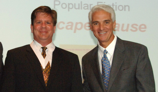 James O. Born, seen here with Governor Charlie Crist. Born was the author of the FDLE's Seth Adams so-called investigation report, written by "Popular Fiction" author James O. Born. How appropriate - don't you agree? 2015 Naples Ninja News. All rights reserved.